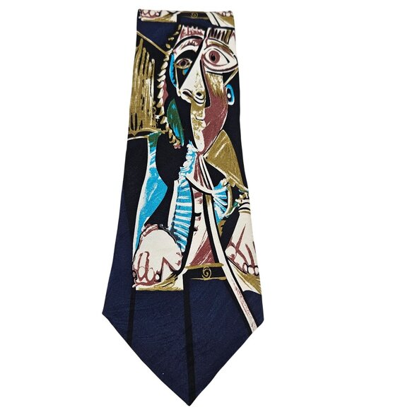 Picasso Collection Mens Necktie Silk Homme Assis 1995 Faces Italy Art Fashion - Picture 5 of 10
